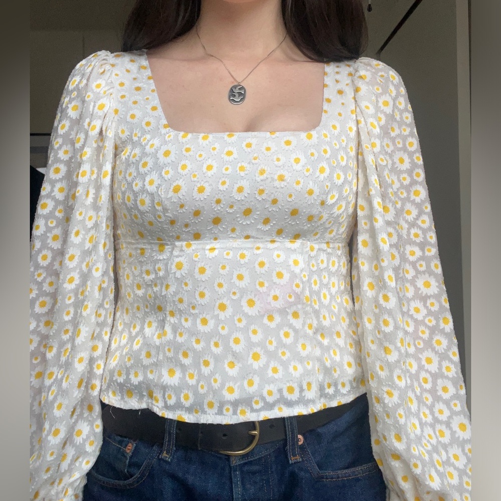 Staud daisy white blouse size 4, small